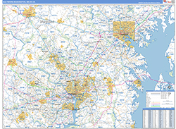 Baltimore-Washington Metro Area Wall Map Basic Style 2026